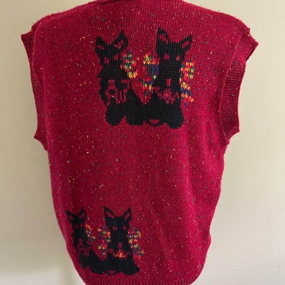 Sweater Loft Vintage Red Dog Theme Cotton blend Cardigan, L. - Picture 4 of 7